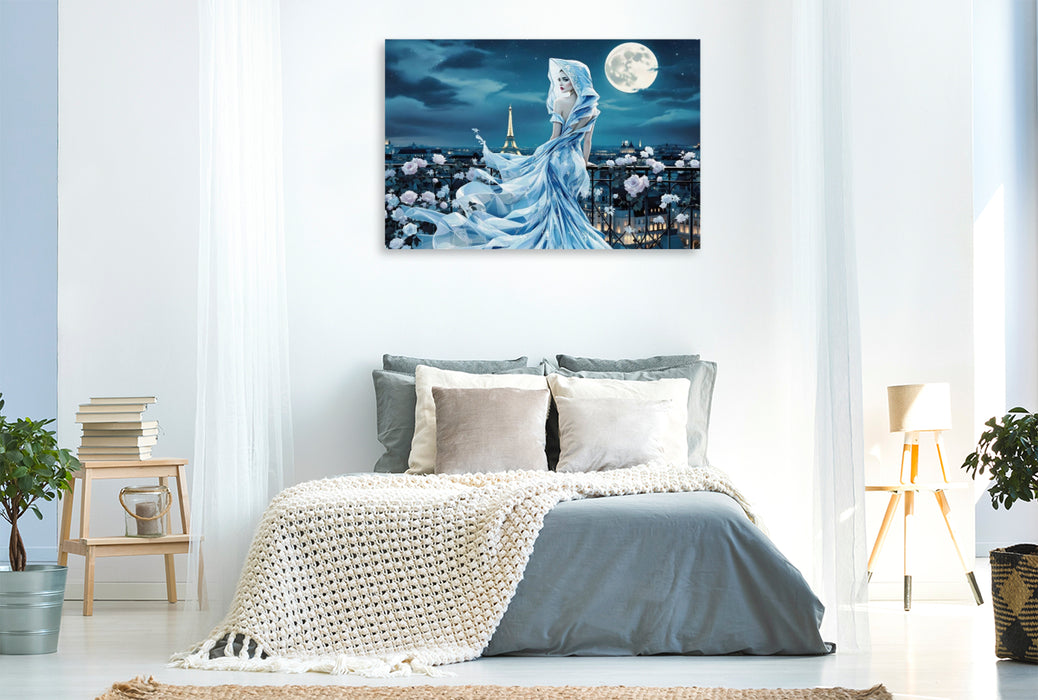 Premium Textil-Leinwand Vision in fließendem Blau