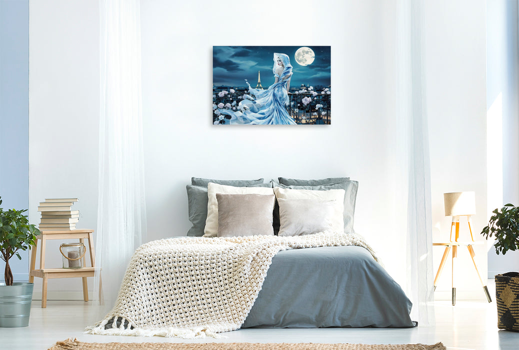 Premium Textil-Leinwand Vision in fließendem Blau