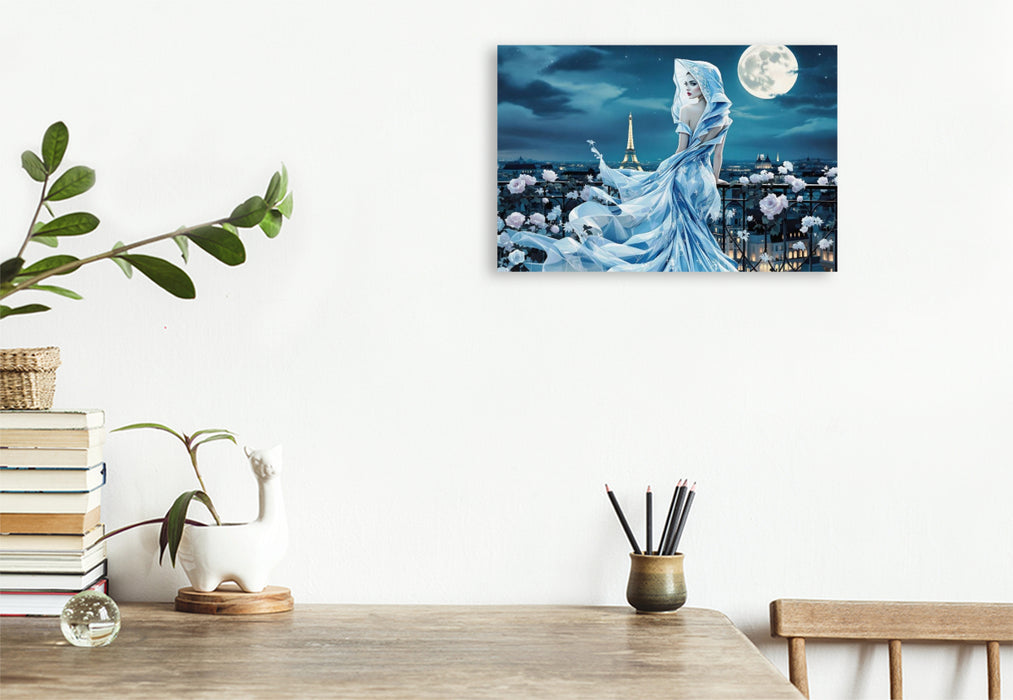 Premium Textil-Leinwand Vision in fließendem Blau