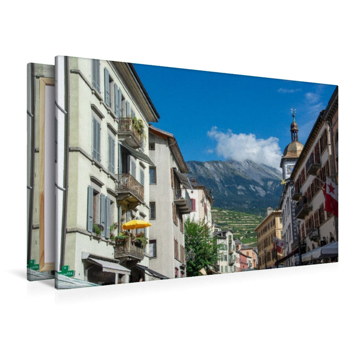 Premium Textil-Leinwand Altstadt von Sion