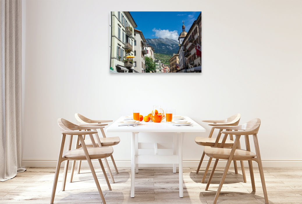 Premium Textil-Leinwand Altstadt von Sion
