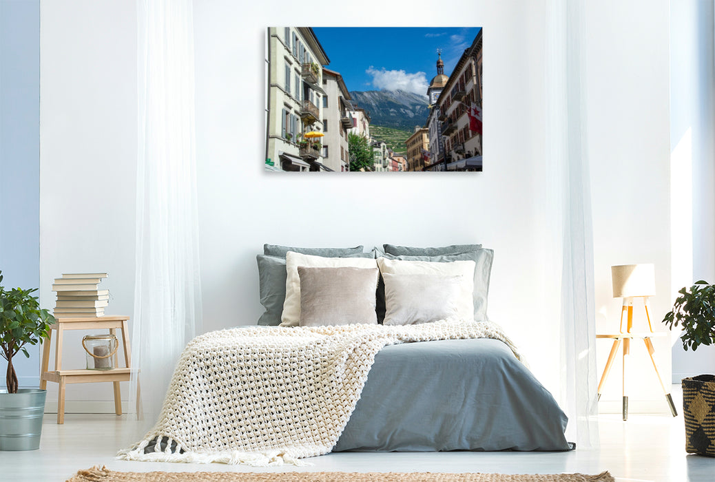 Premium Textil-Leinwand Altstadt von Sion