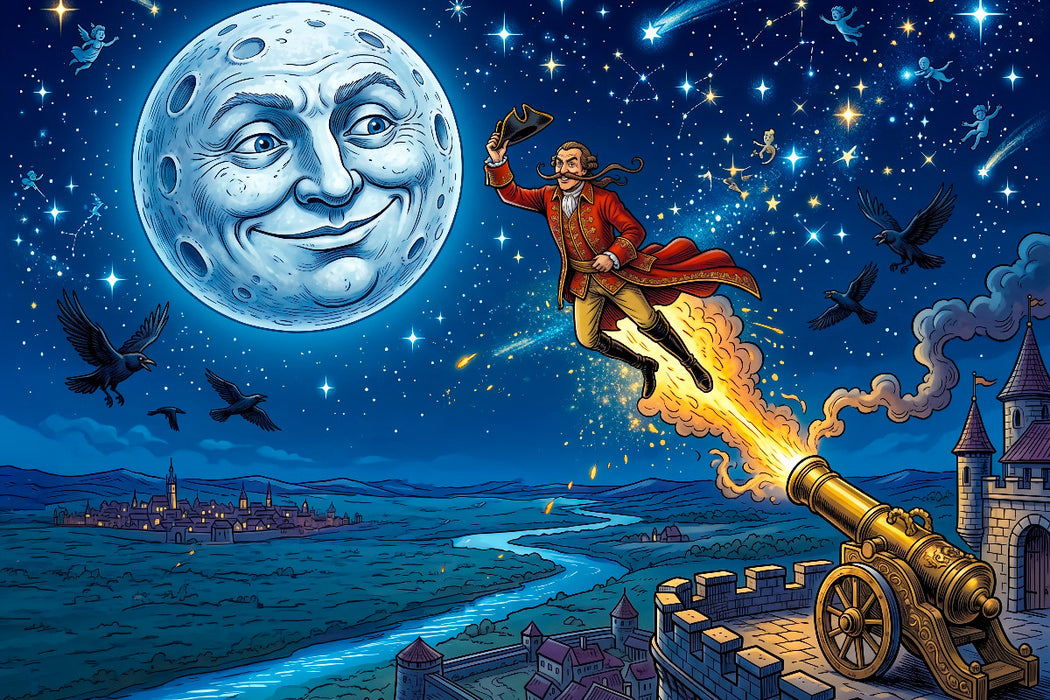 Premium Textil-Leinwand Die Reise bis zum Mond
