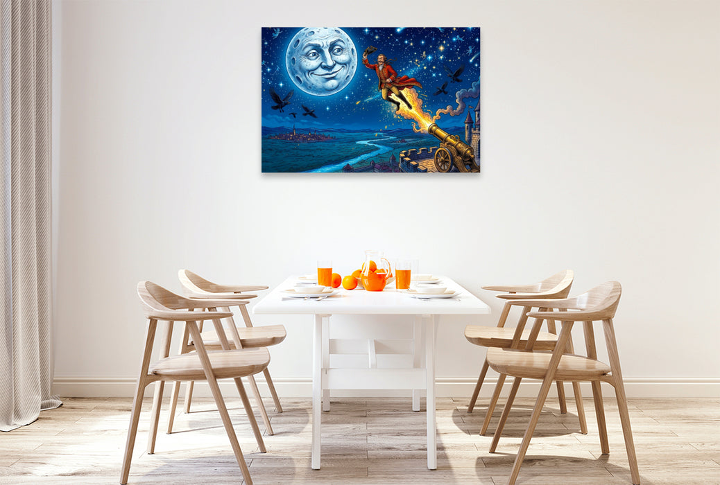 Premium Textil-Leinwand Die Reise bis zum Mond
