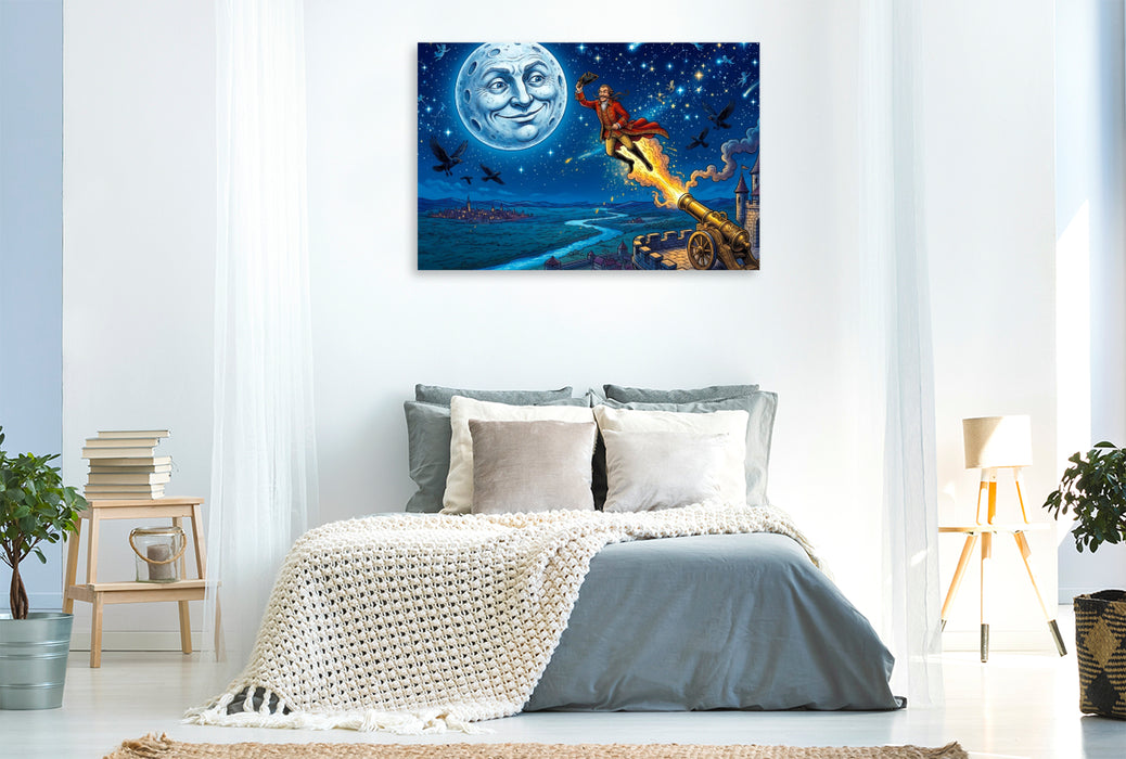 Premium Textil-Leinwand Die Reise bis zum Mond