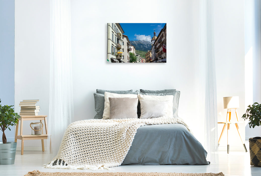 Premium Textil-Leinwand Altstadt von Sion