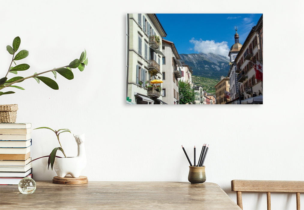 Premium Textil-Leinwand Altstadt von Sion