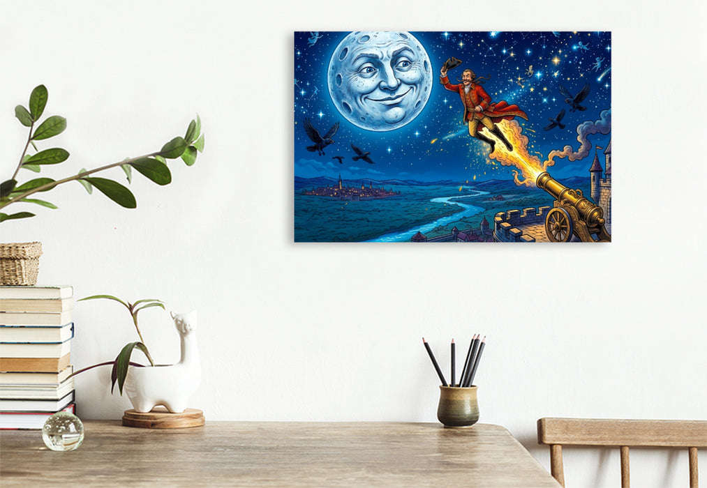 Premium Textil-Leinwand Die Reise bis zum Mond