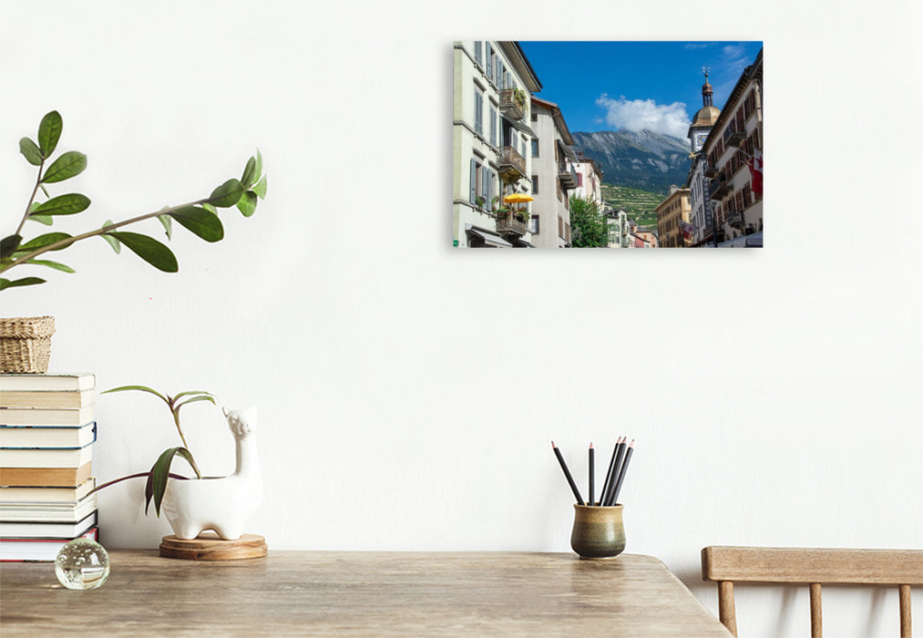 Premium Textil-Leinwand Altstadt von Sion