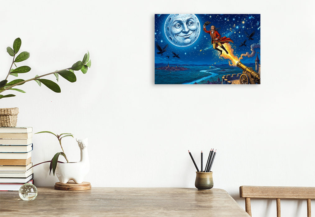 Premium Textil-Leinwand Die Reise bis zum Mond