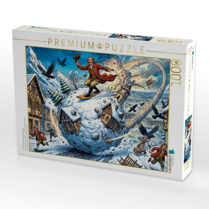 Flucht auf der Riesenschneekugel - CALVENDO Foto-Puzzle'