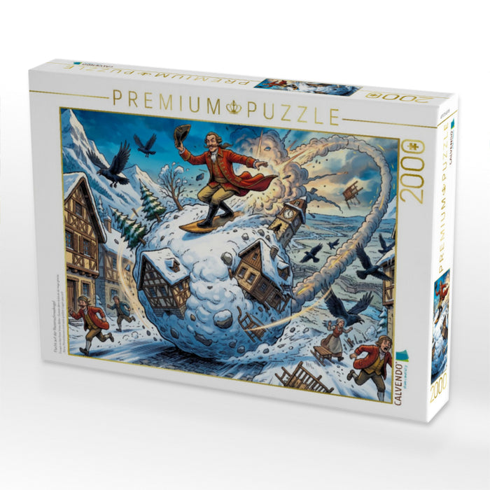 Flucht auf der Riesenschneekugel - CALVENDO Foto-Puzzle'