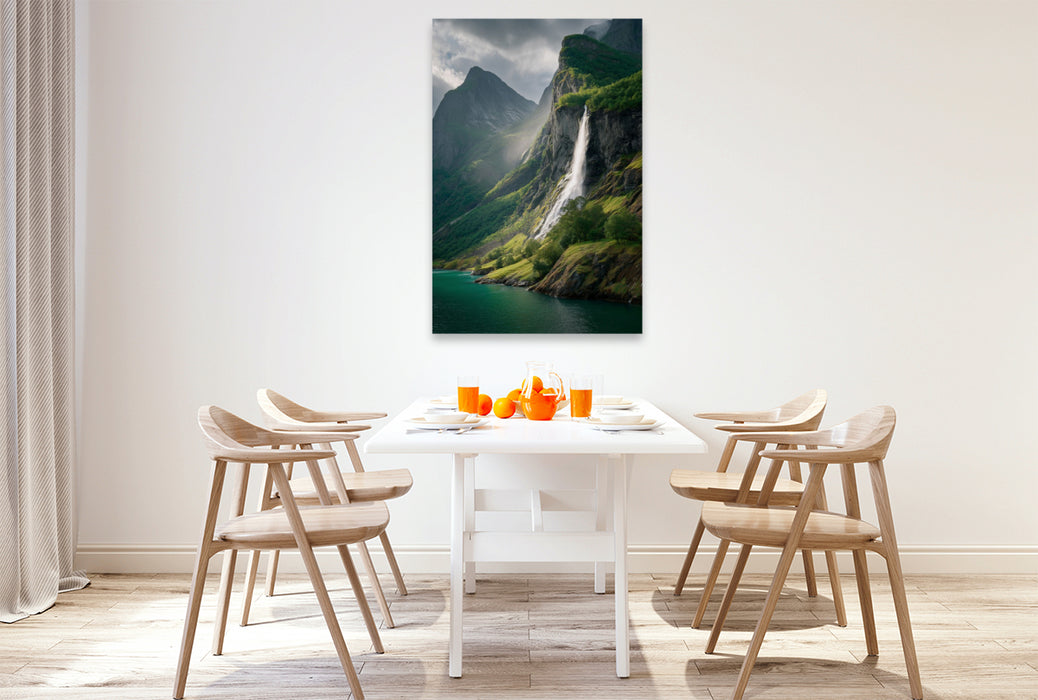 Premium Textil-Leinwand Norwegen – Hardangerfjord