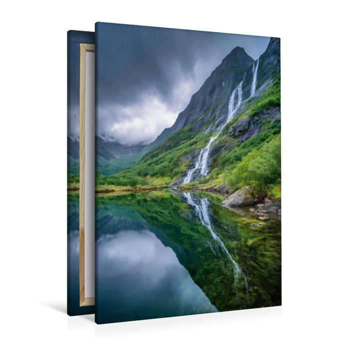 Premium Textil-Leinwand Norwegen – Reine, Lofoten
