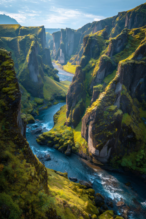 Premium Textil-Leinwand Island – Fjaðrárgljúfur Canyon