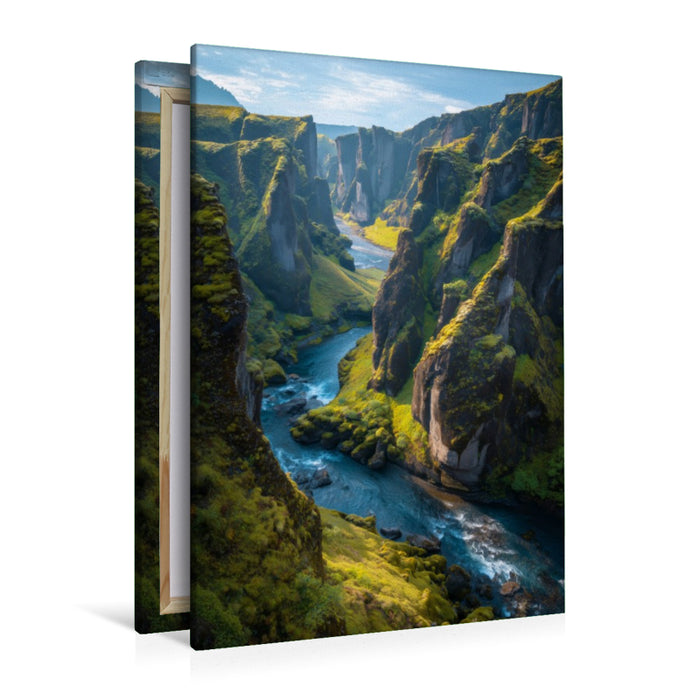 Premium Textil-Leinwand Island – Fjaðrárgljúfur Canyon