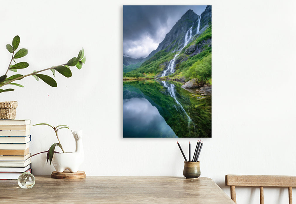 Premium Textil-Leinwand Norwegen – Reine, Lofoten