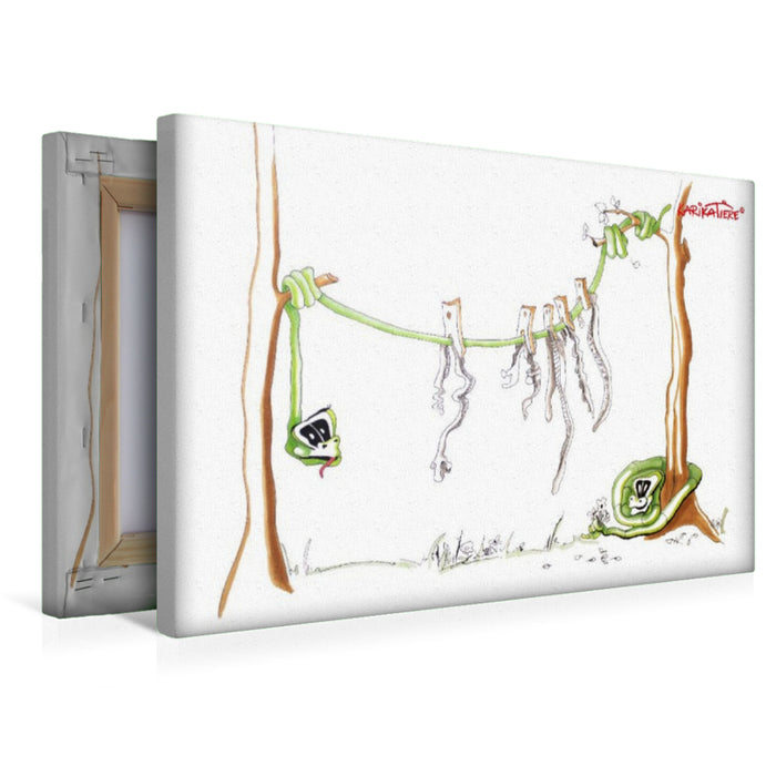Premium Textil-Leinwand Karikatiere 007 Waschtag