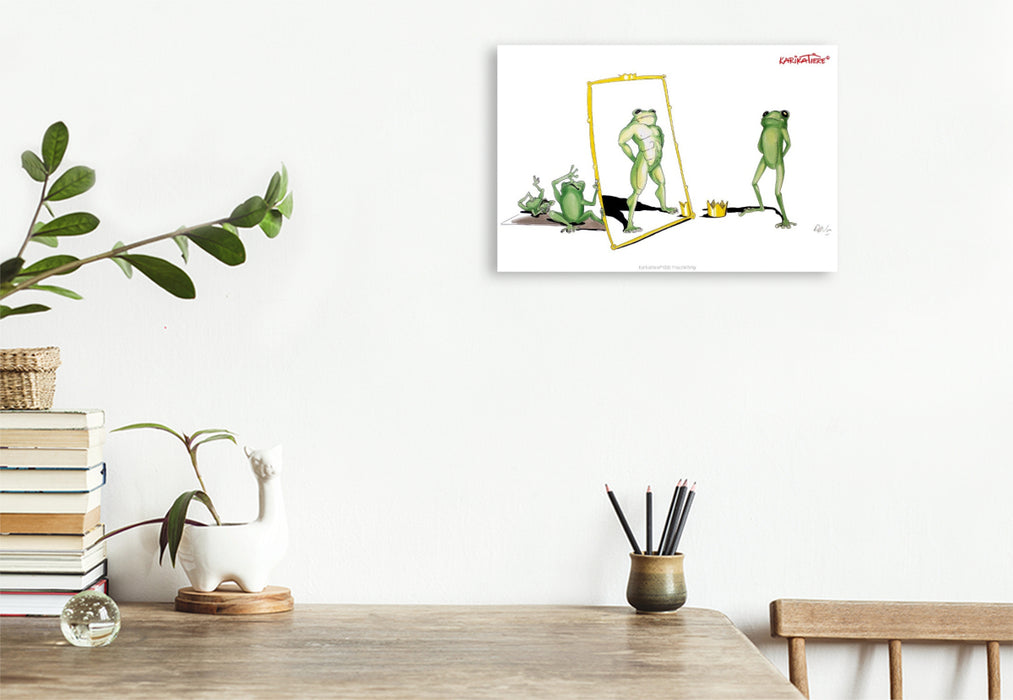 Premium Textil-Leinwand Karikatiere 008 Froschkönig