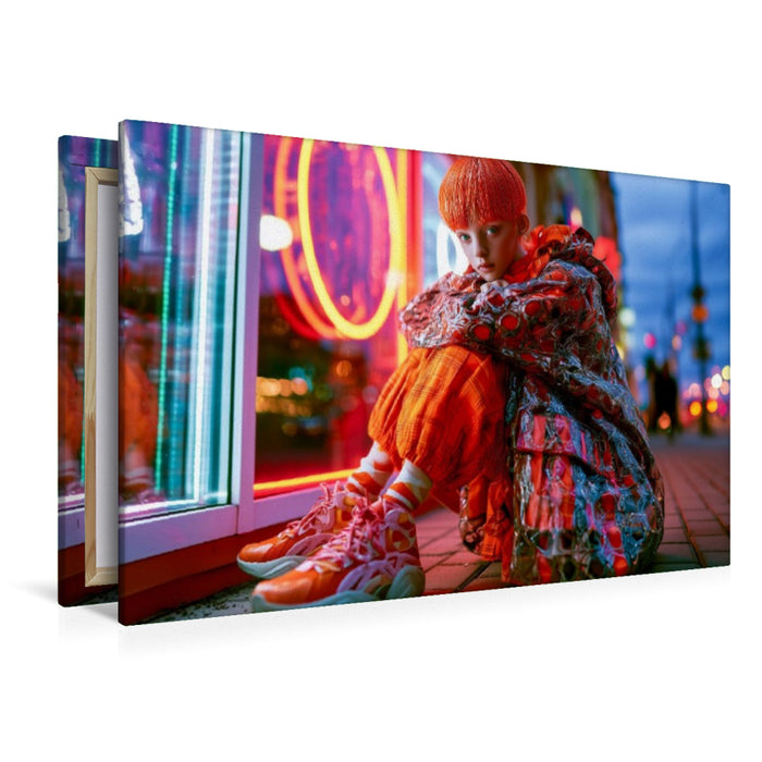 Premium Textil-Leinwand Abendlicher City Look