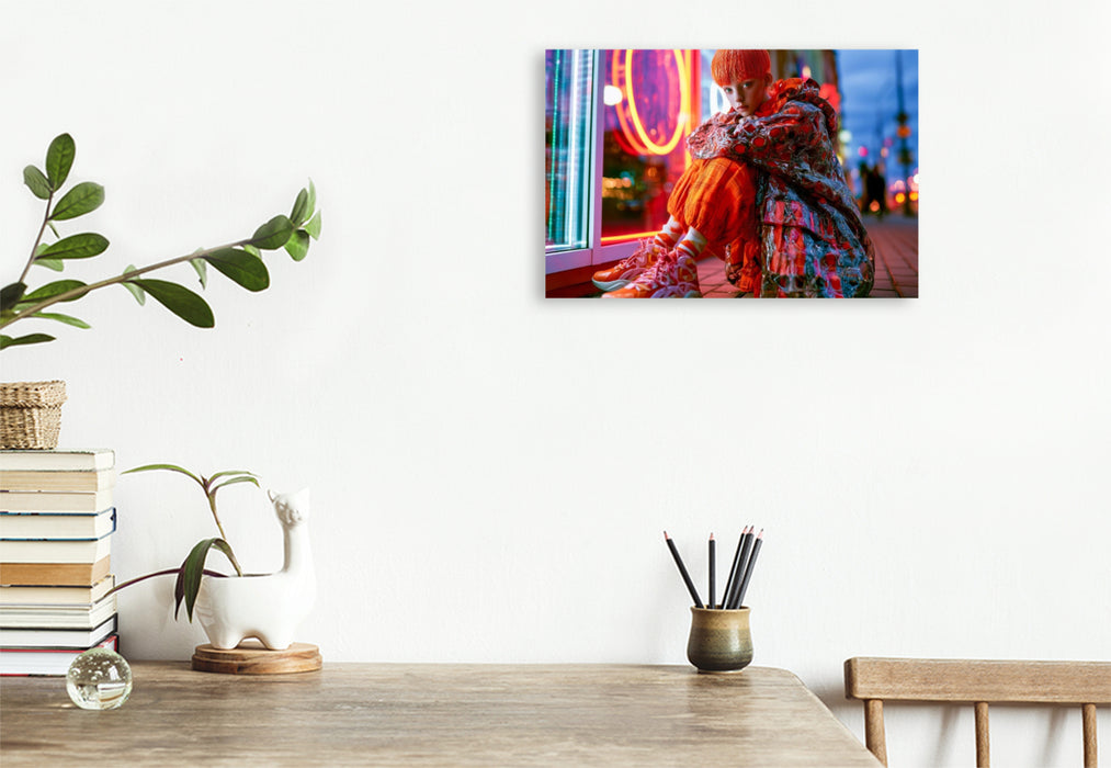 Premium Textil-Leinwand Abendlicher City Look