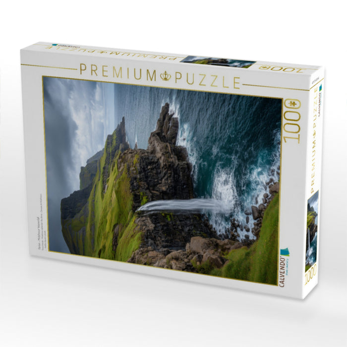 Färöer – Múlafossur Wasserfall - CALVENDO Foto-Puzzle'