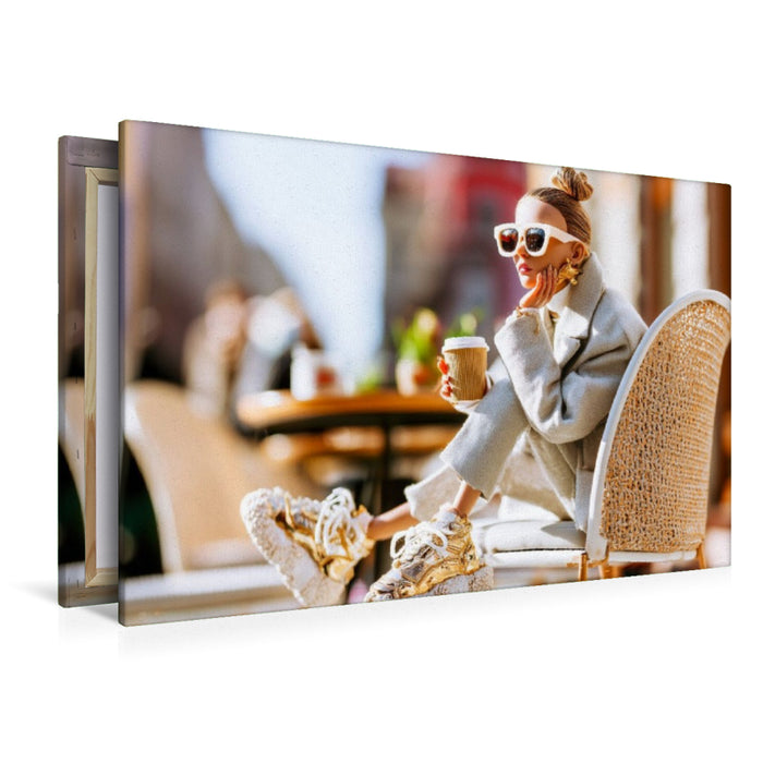 Premium Textil-Leinwand Cafe Street Style