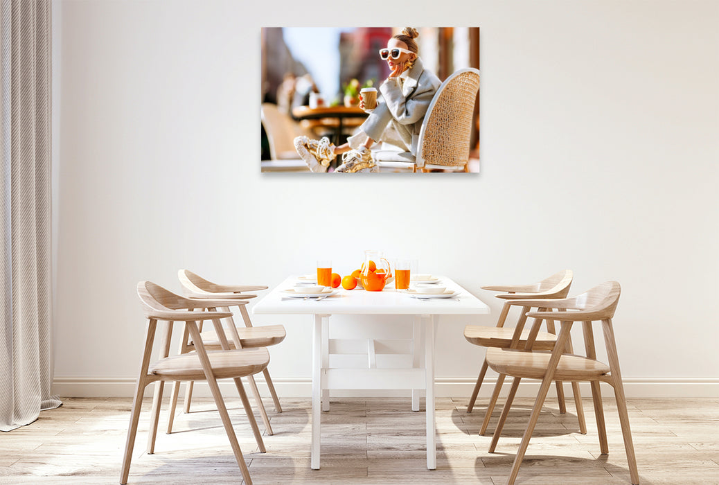 Premium Textil-Leinwand Cafe Street Style