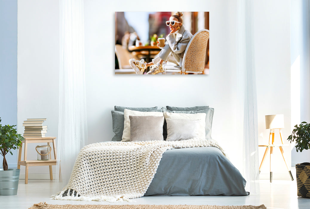 Premium Textil-Leinwand Cafe Street Style
