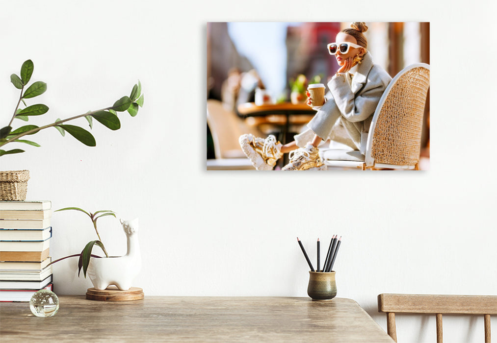 Premium Textil-Leinwand Cafe Street Style