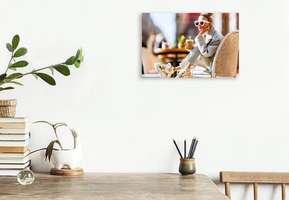 Premium Textil-Leinwand Cafe Street Style