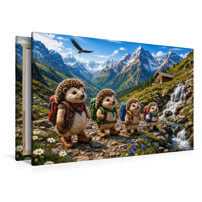 Premium Textil-Leinwand Die Igelwanderer der Alpen