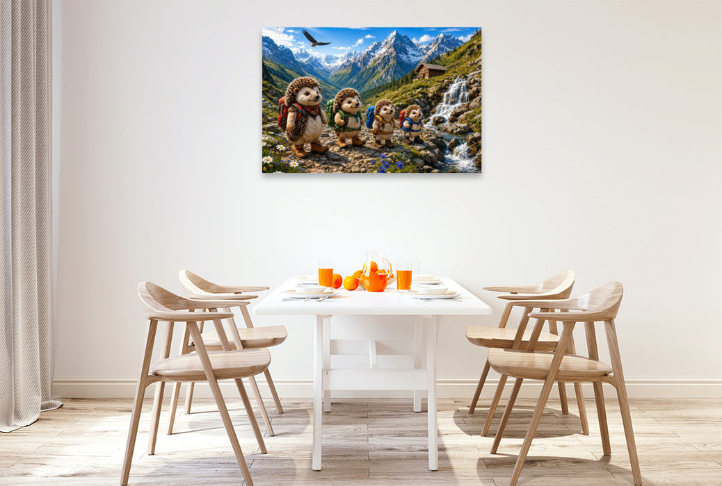 Premium Textil-Leinwand Die Igelwanderer der Alpen