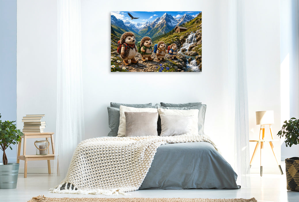 Premium Textil-Leinwand Die Igelwanderer der Alpen