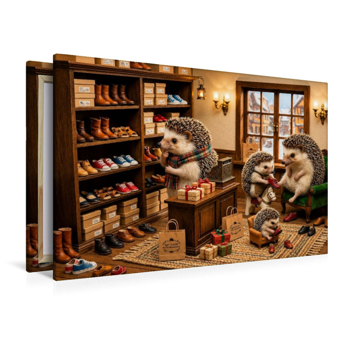 Premium Textil-Leinwand Die kleine Igelschuhstube