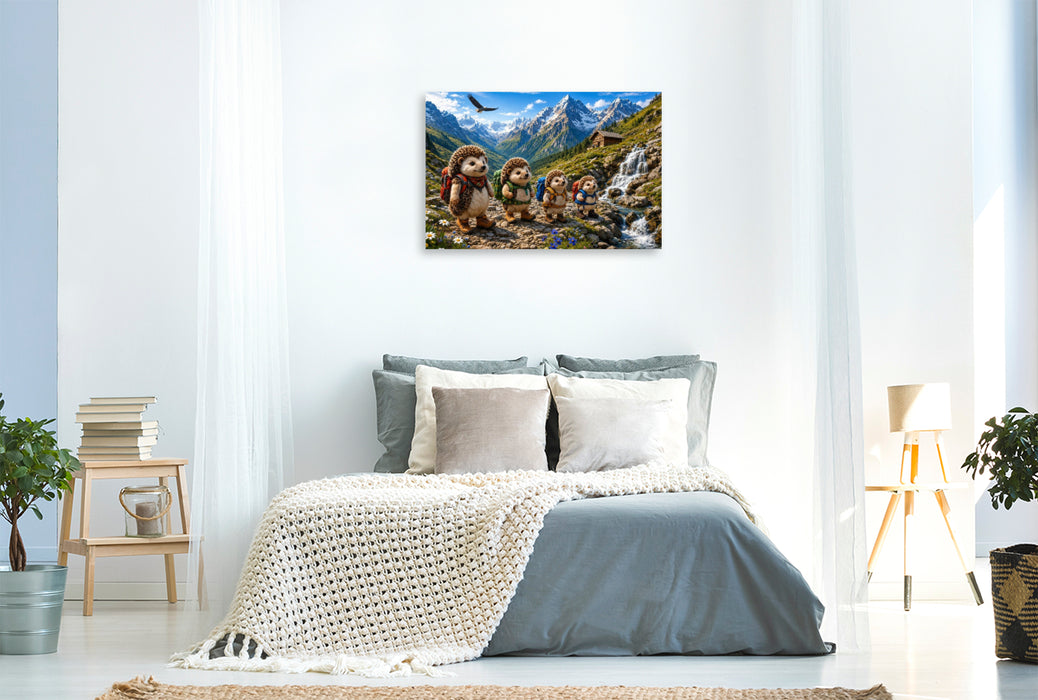 Premium Textil-Leinwand Die Igelwanderer der Alpen