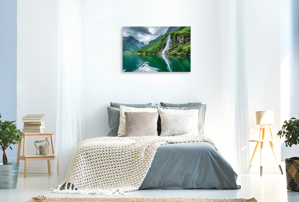 Premium Textil-Leinwand Norwegen – Nærøyfjord
