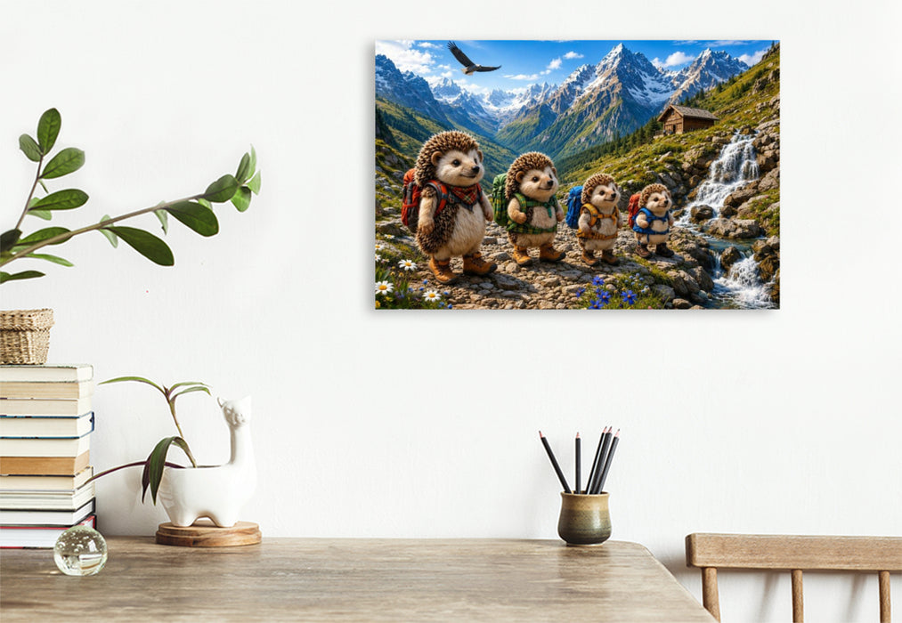 Premium Textil-Leinwand Die Igelwanderer der Alpen