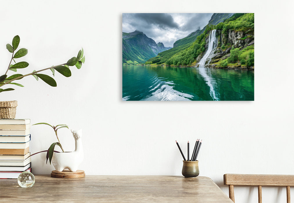 Premium Textil-Leinwand Norwegen – Nærøyfjord