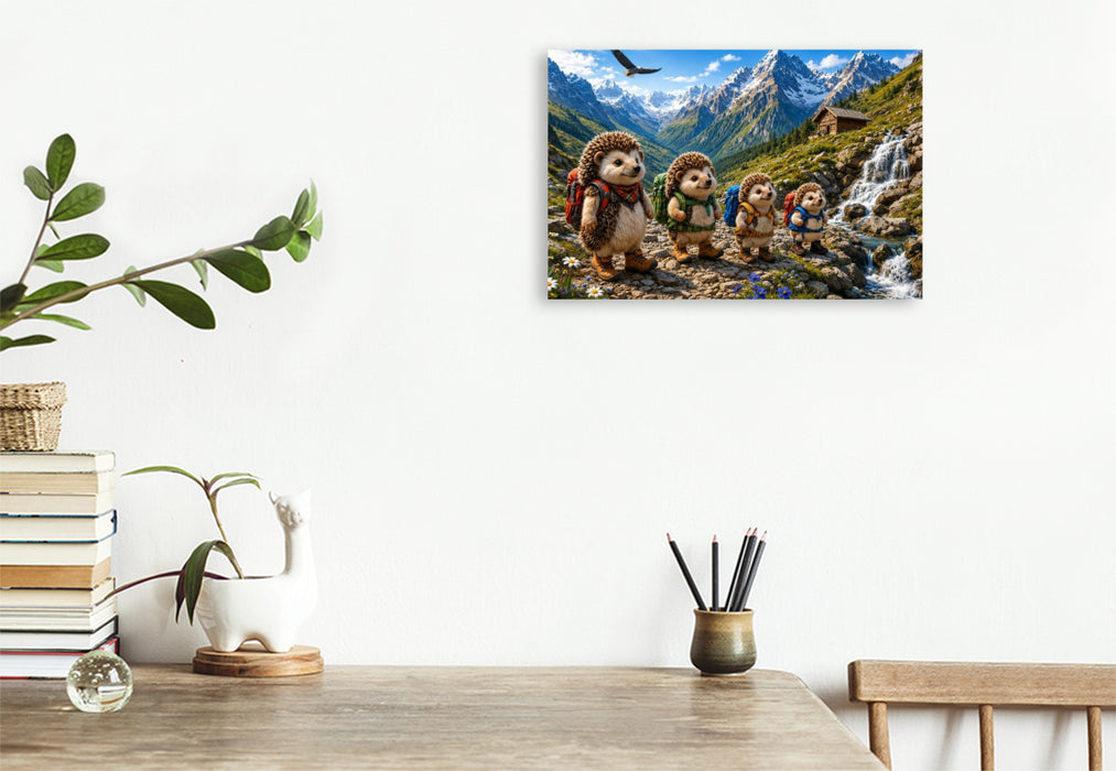 Premium Textil-Leinwand Die Igelwanderer der Alpen