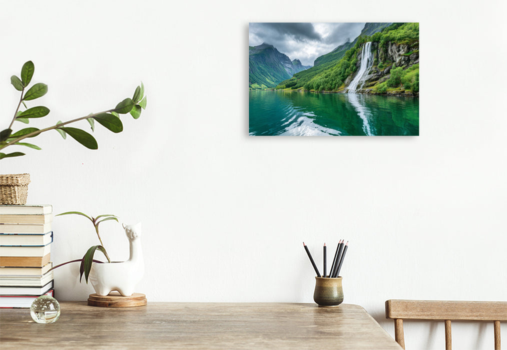 Premium Textil-Leinwand Norwegen – Nærøyfjord