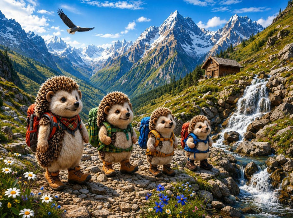 Die Igelwanderer der Alpen - CALVENDO Foto-Puzzle'