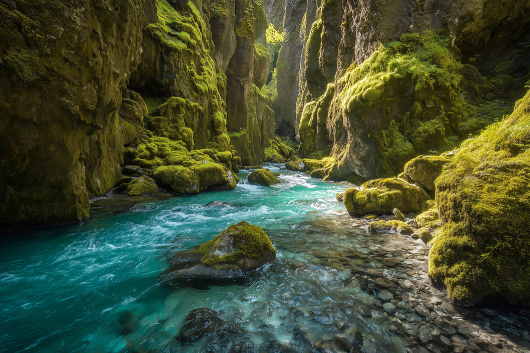 Premium Textil-Leinwand Island – Fjaðrárgljúfur Canyon