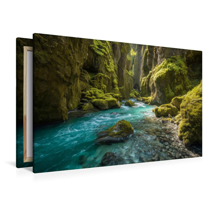Premium Textil-Leinwand Island – Fjaðrárgljúfur Canyon