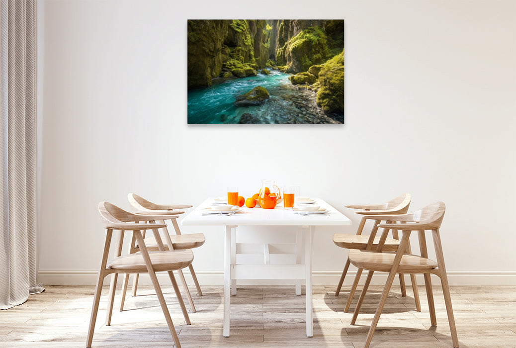 Premium Textil-Leinwand Island – Fjaðrárgljúfur Canyon