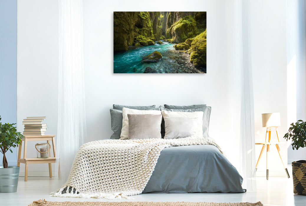 Premium Textil-Leinwand Island – Fjaðrárgljúfur Canyon