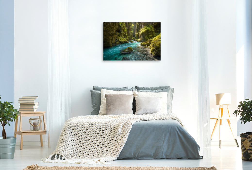 Premium Textil-Leinwand Island – Fjaðrárgljúfur Canyon