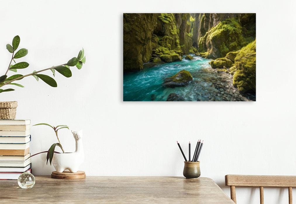 Premium Textil-Leinwand Island – Fjaðrárgljúfur Canyon
