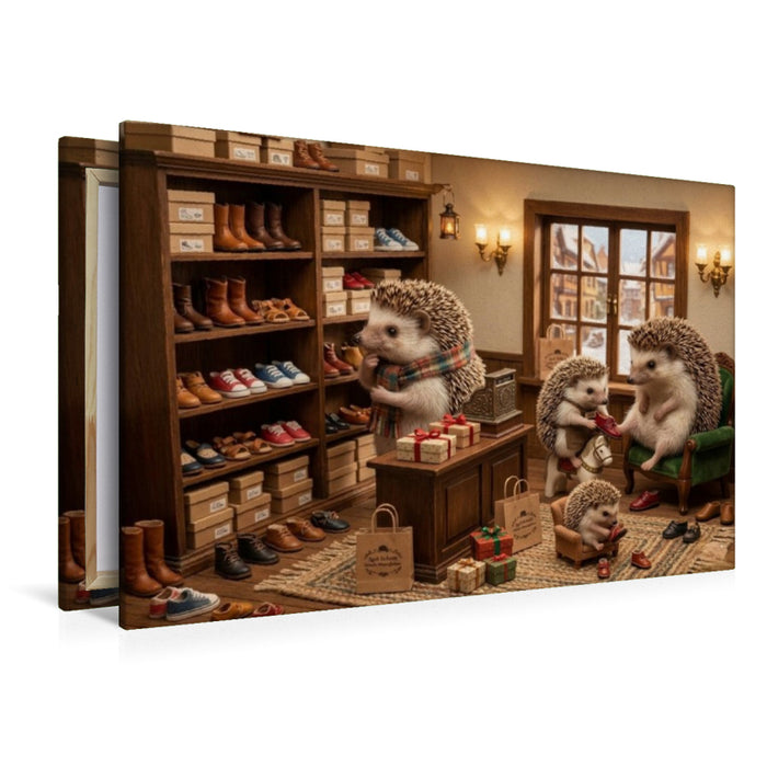 Premium Textil-Leinwand Die kleine Igelschuhstube