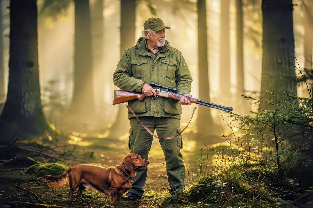 Premium Textil-Leinwand Die Wildnis ruft und der Jäger folgt.